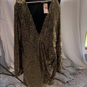 NWT Gold Sequin XTAREN Dress